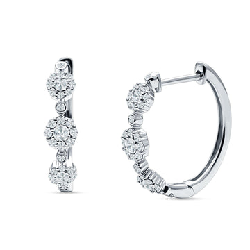 three flower hoop earrings